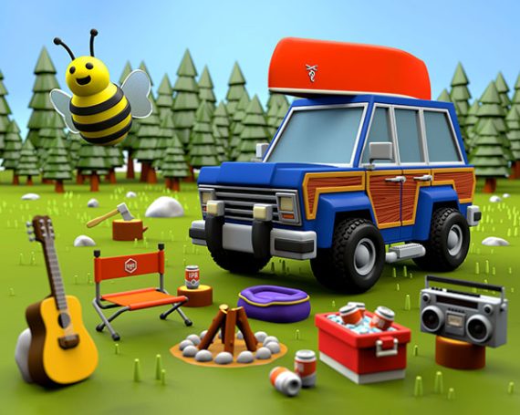 Day of Camping – 3D Illustration